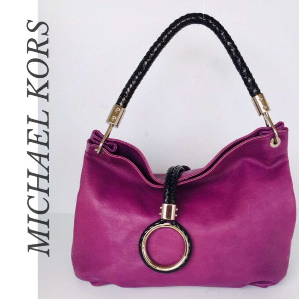 MICHAEL KORS DEEP PURPLE LEATHER SKORPIOS HANDBAG